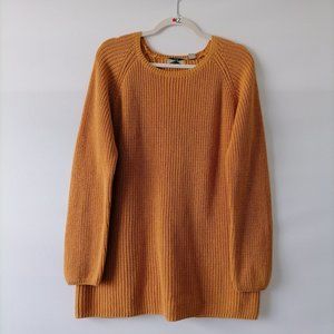 525 America Womens Yellow Crewneck Back Slit Chunky Knit Sweater Size L